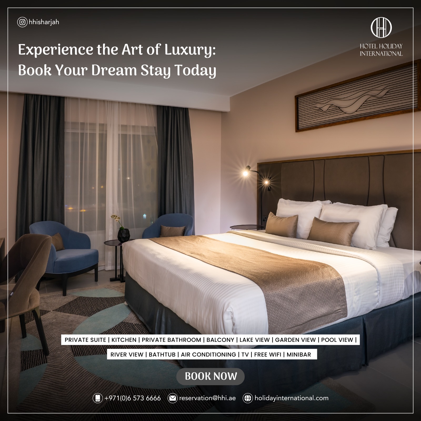 Hotel Holiday International Sharjah Facebook ad: Hotel Holiday International | Rated 4.3★