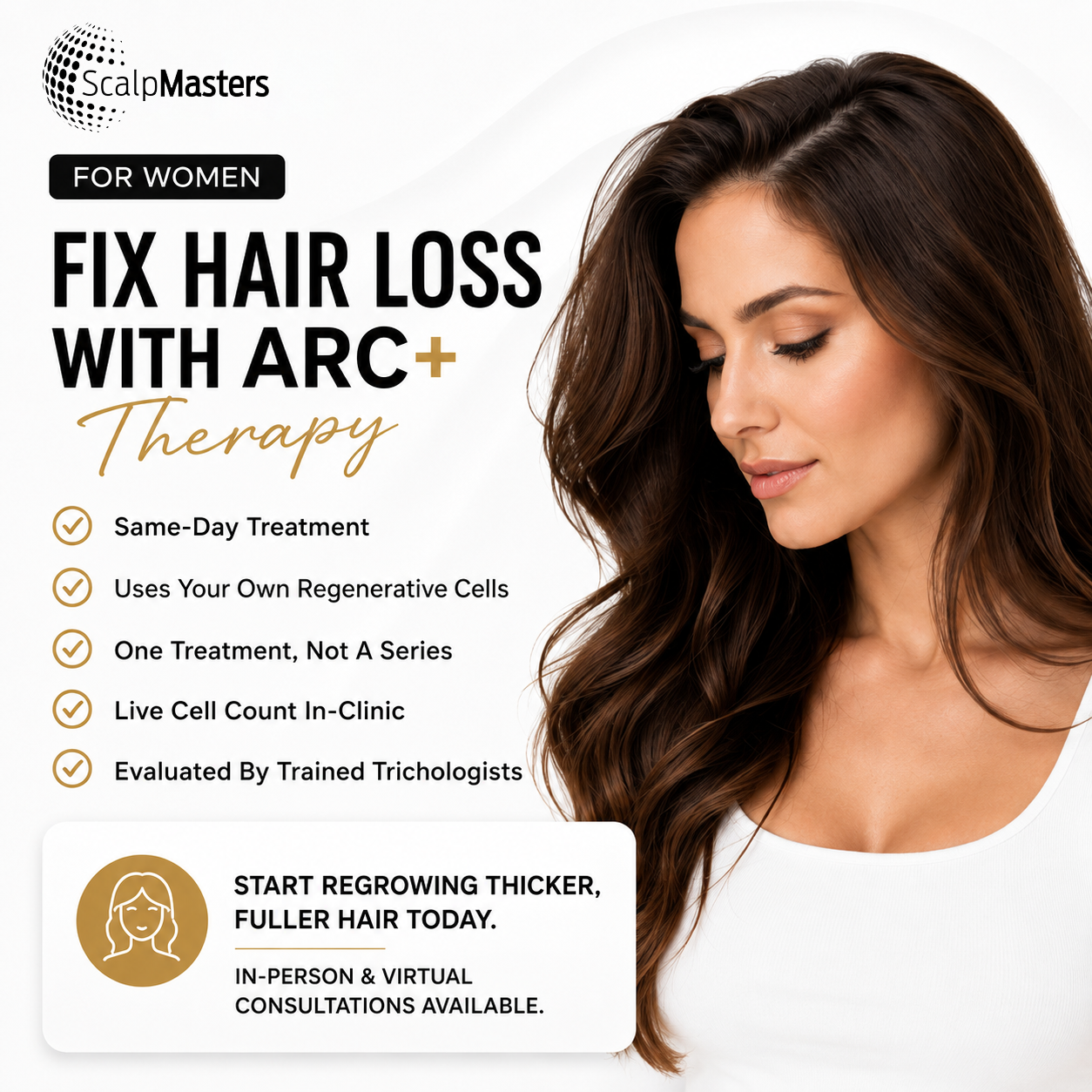 ScalpMasters Facebook ad: The One-Treatment Solution For Women’s Hair Thinning