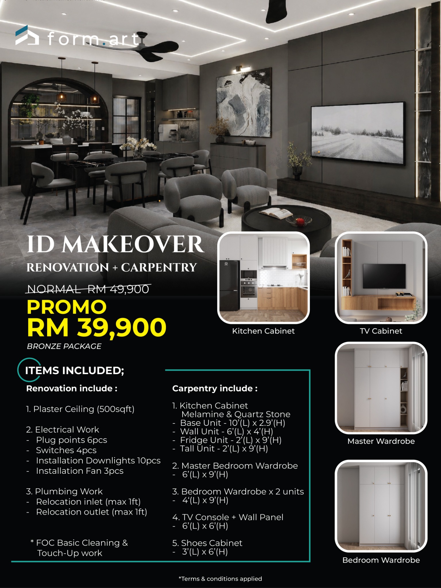 Form.art Studio Facebook ad: Untuk yang tengah plan nak make over rumah.