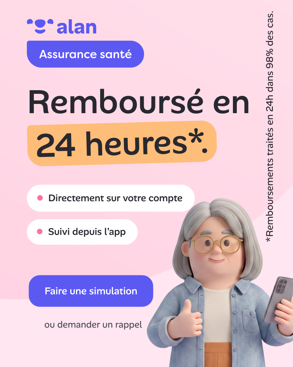 Alan Facebook ad: Réponse en 5 min sur le chat