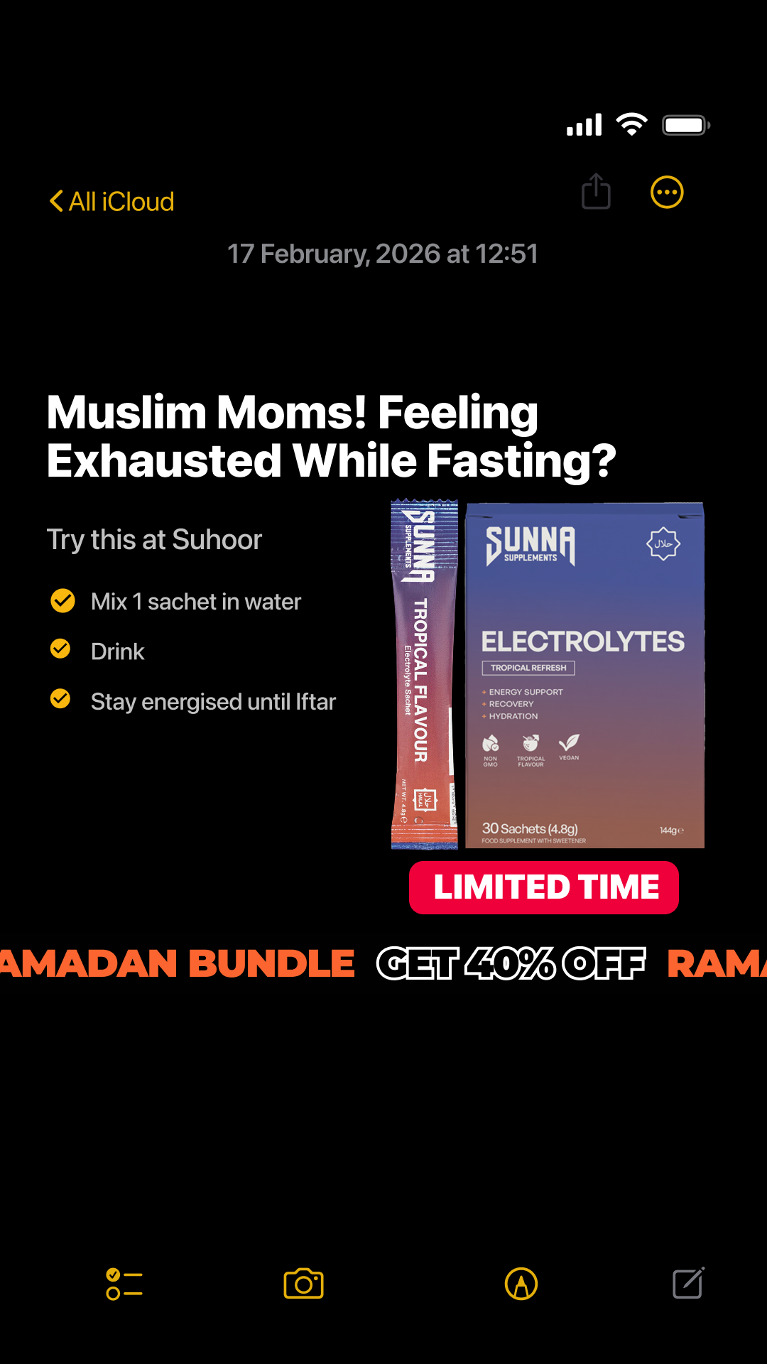 Sunna Supplements Facebook ad