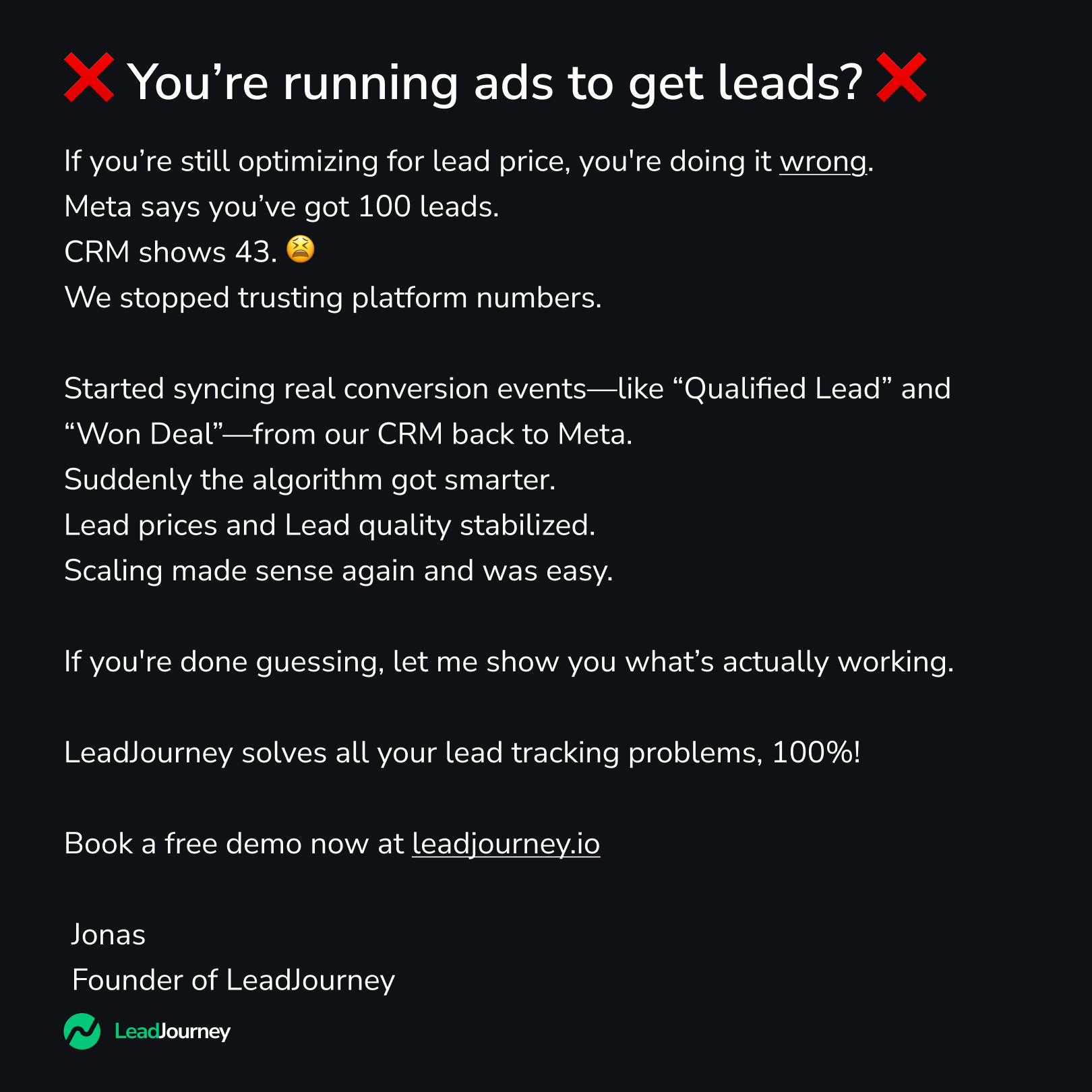 LeadJourney.io Facebook ad