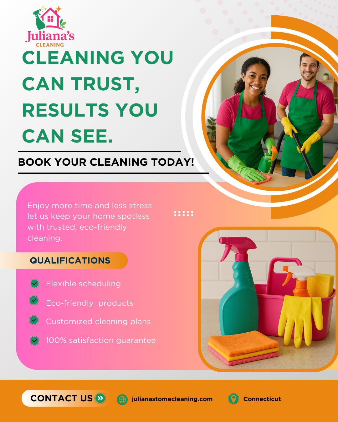 Juliana's Tome Cleaning Facebook ad: Get Your Free Cleaning Quote Today