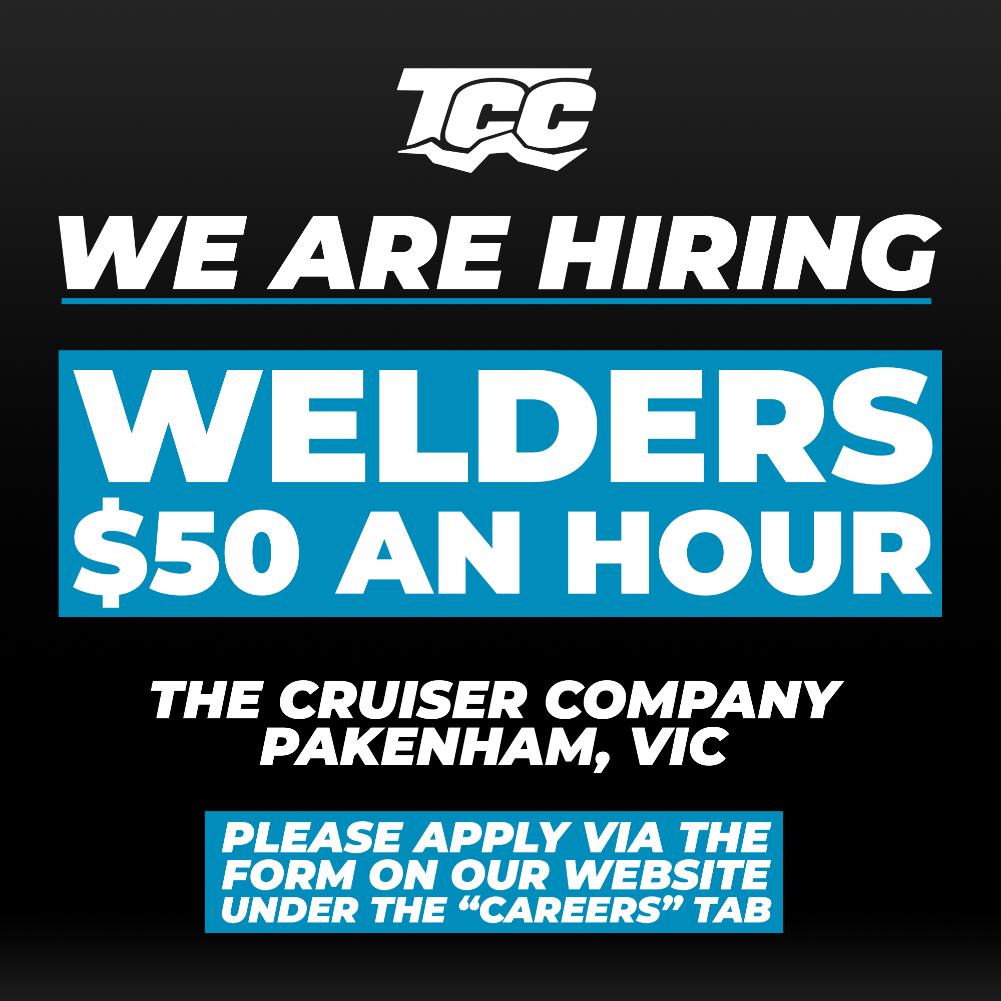 The Cruiser Company Facebook ad: WELDER JOB APPLICATION