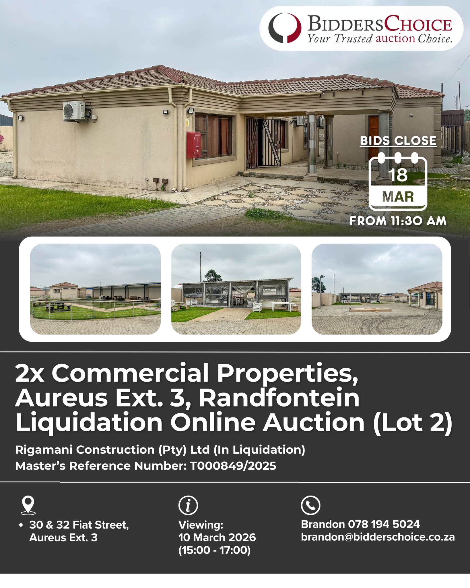 Bidders Online Facebook ad: 2x Commercial Properties, Aureus Ext.