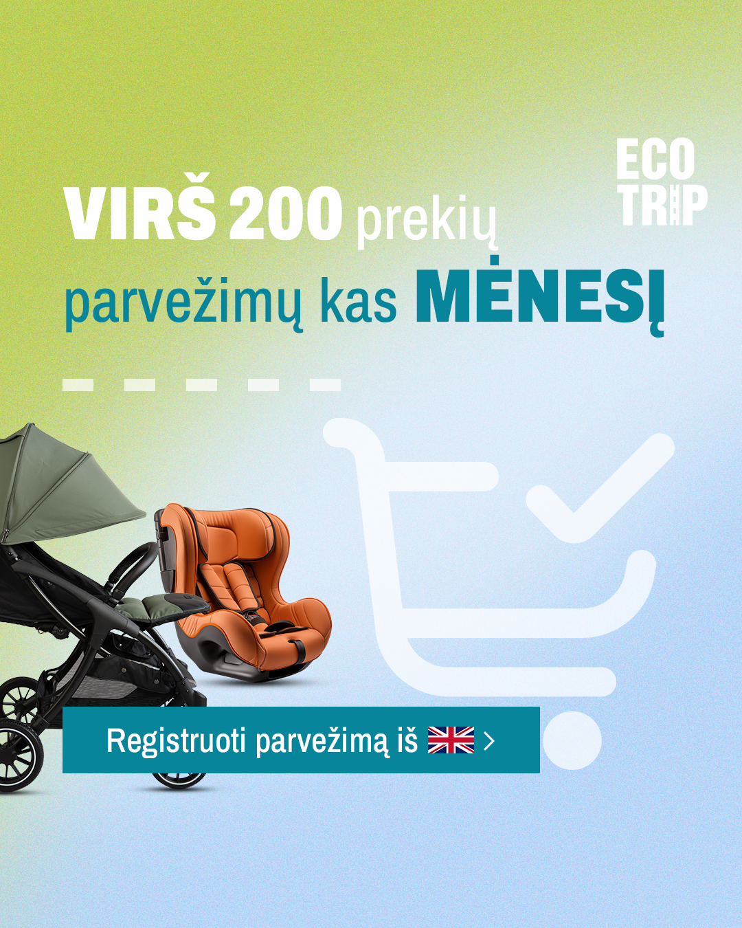 EcoTrip Logistika Facebook ad: Pasirūpiname jūsų apsipirkimu Anglijoje
