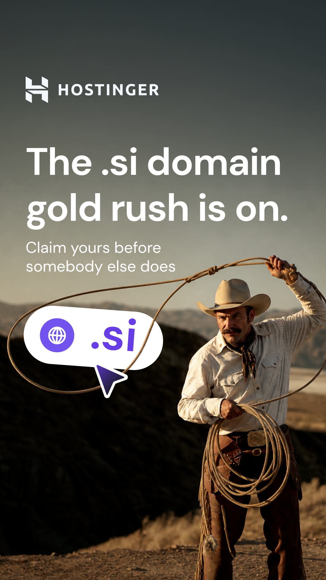 Hostinger Facebook ad: Own.ai? Secure your.si