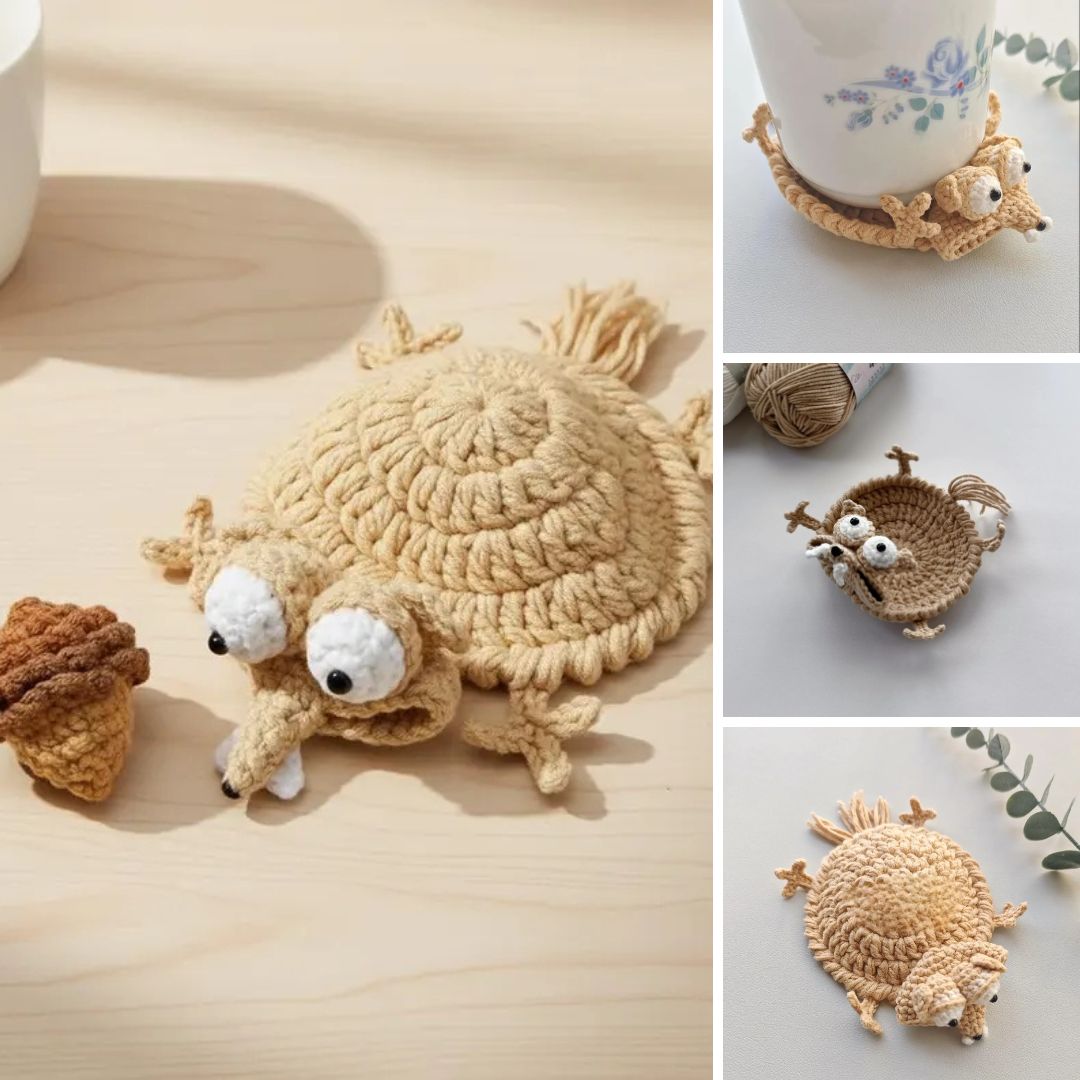 Handycraft Facebook ad: Funny Squirrel &Acorn Coaster Crochet Pattern