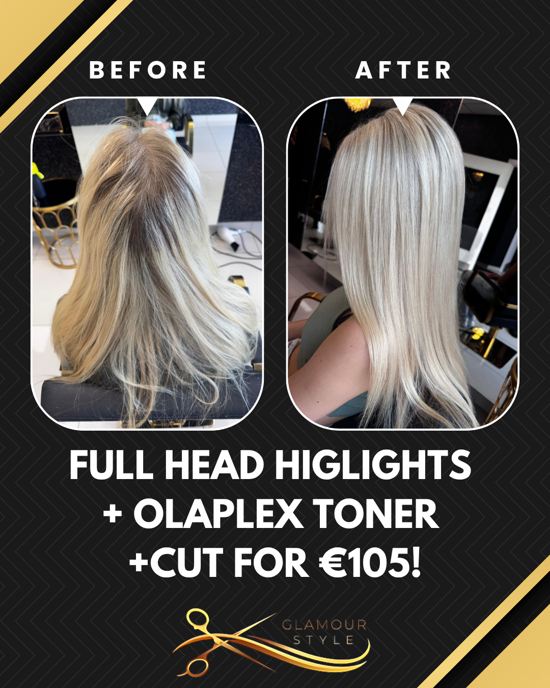 Glamour style Facebook ad: Ready to End the Cycle of Bad Hair Days? The €105 Solution…