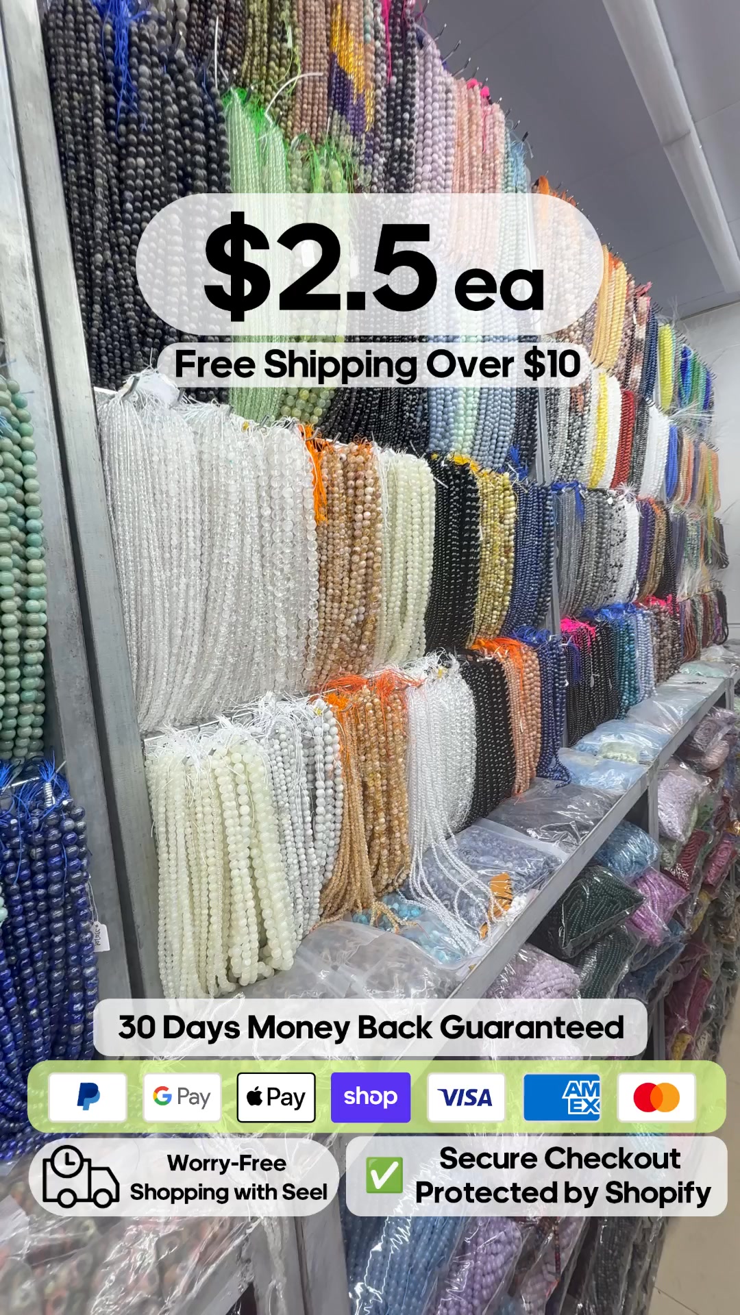 GMUGS Healing Jewelry Facebook ad: Starting $2.5 Any Strands Free shipping