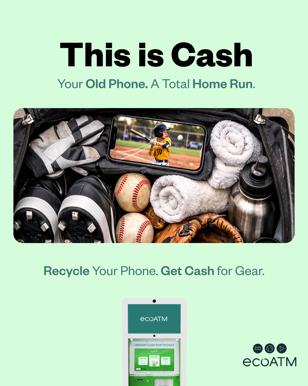 ecoATM Facebook ad: Fund Baseball Season with ecoATM