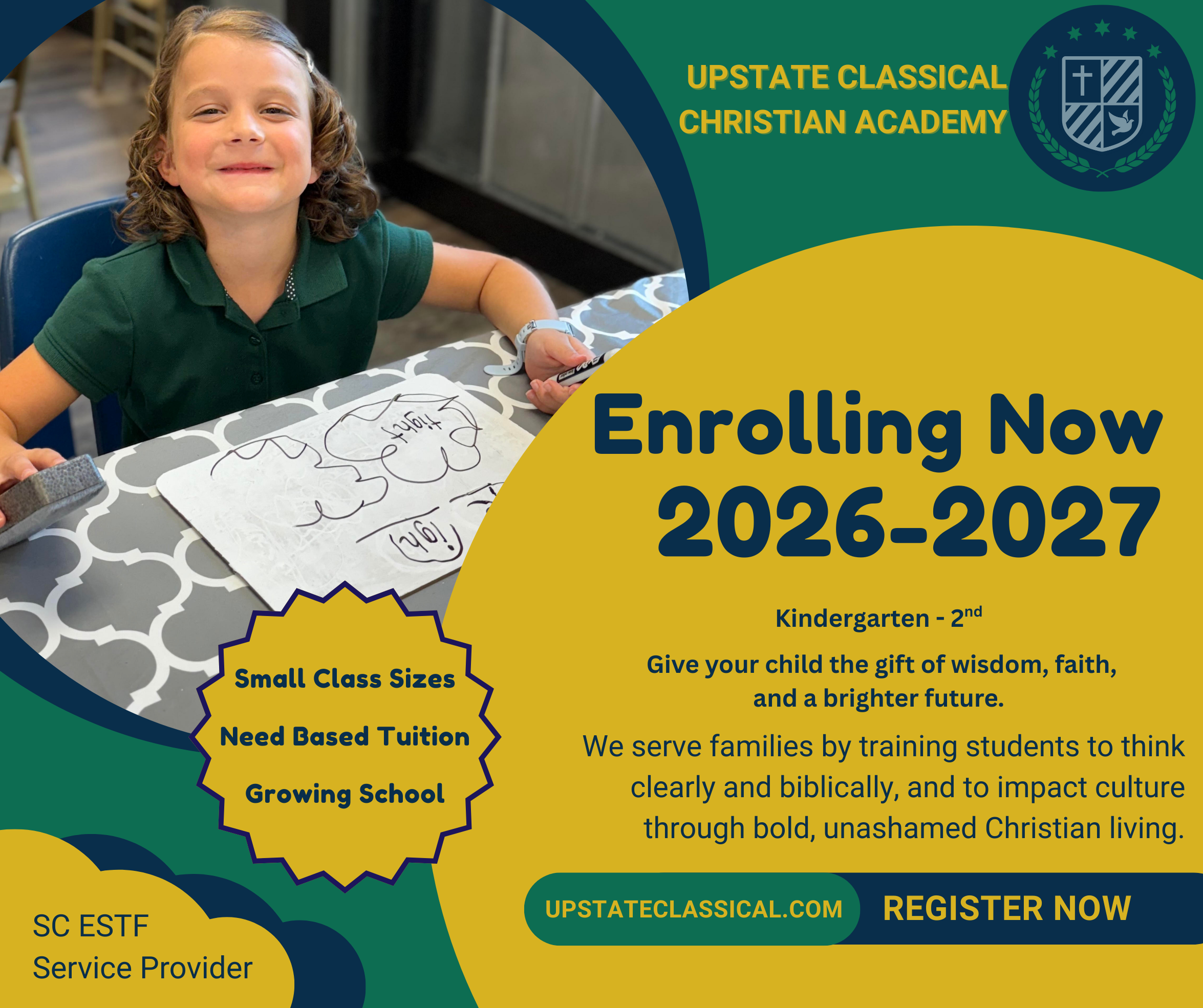 Upstate Classical Christian Academy Facebook ad: Seeking to provide students with a rigorous and…