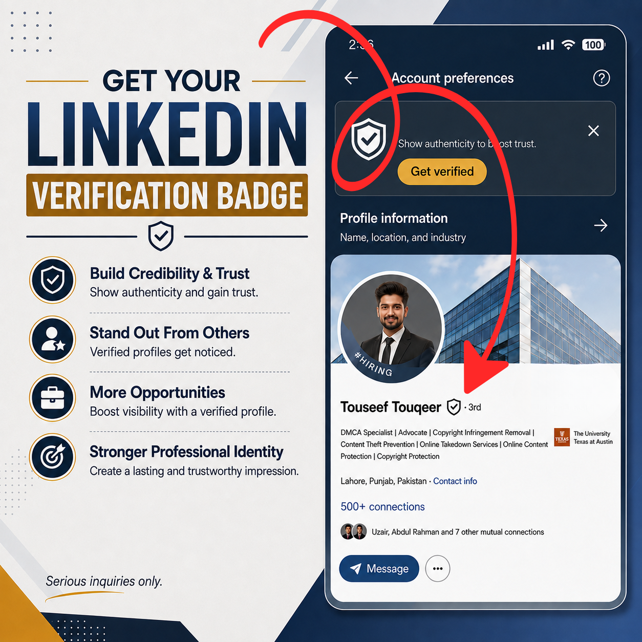 SprintOps Facebook ad: Get Your LinkedIn Verification Badge