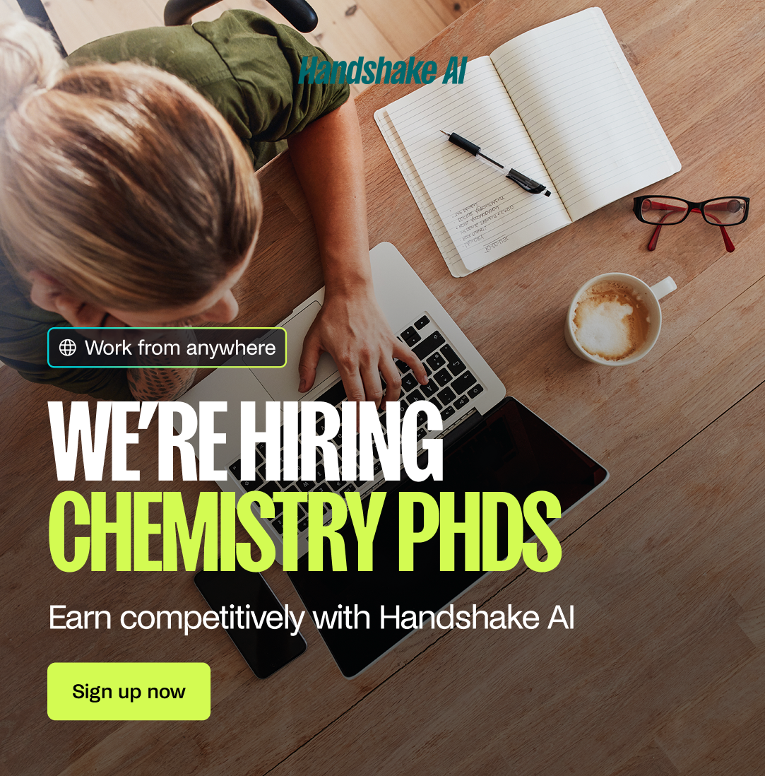 Handshake AI Facebook ad: Calling Chemistry PhDs to Join a Paid Remote Project