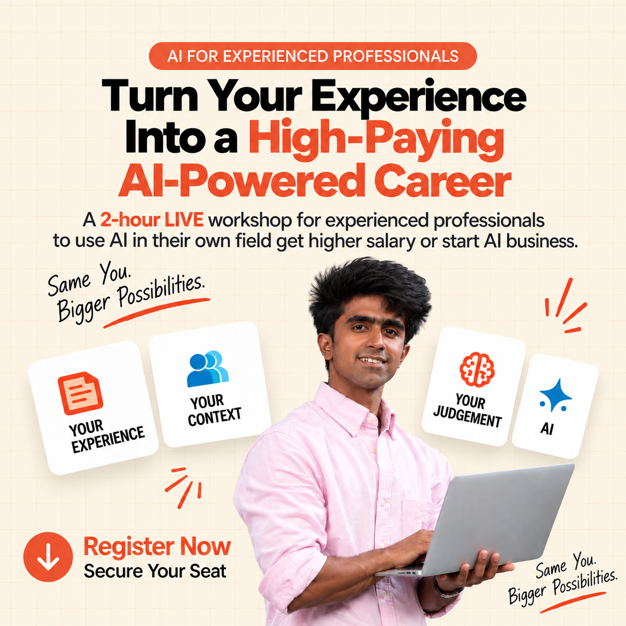 Vishnu AI Academy Facebook ad: Turn Your Experience Into a High-Paying AI-Powered Career