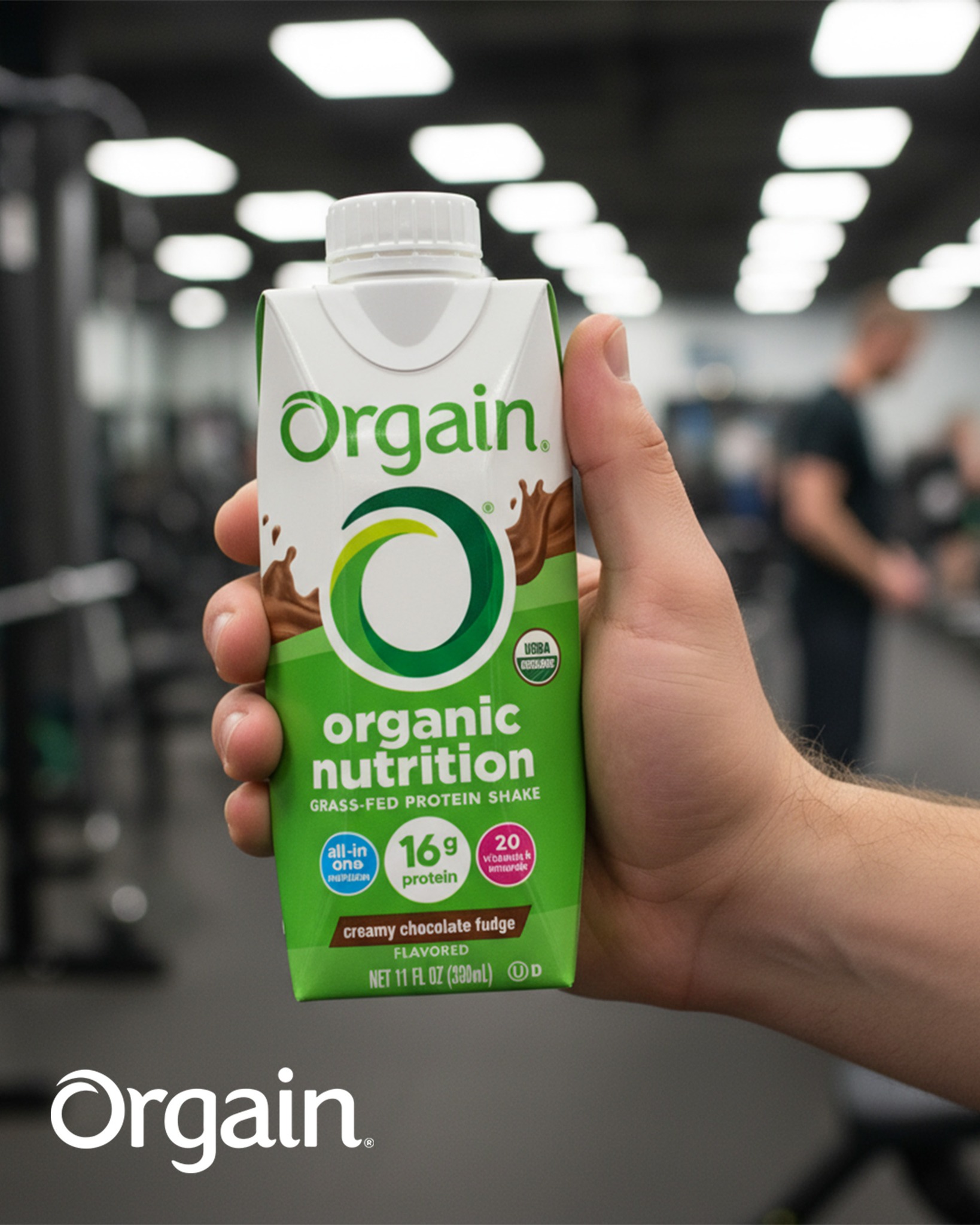 Orgain Guatemala Facebook ad: Nutrición orgánica que te acompaña en cada entrenamiento.
