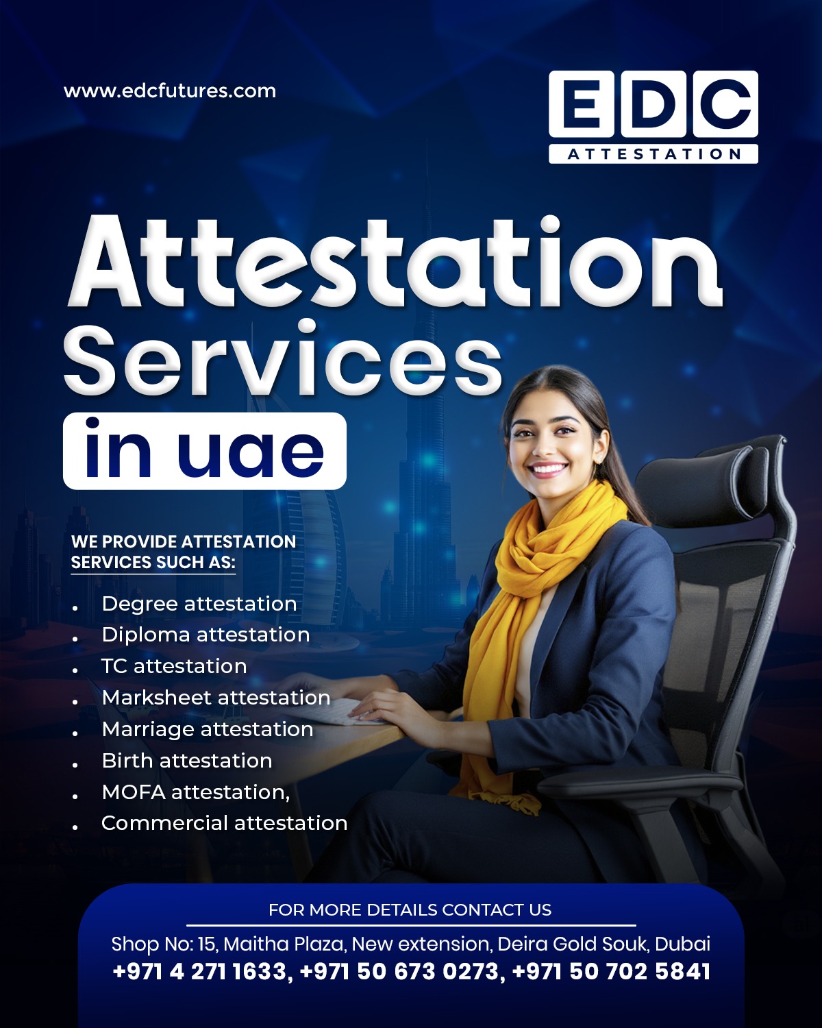 EDC Attestation Facebook ad: Attestation services in the UAE covering educational…
