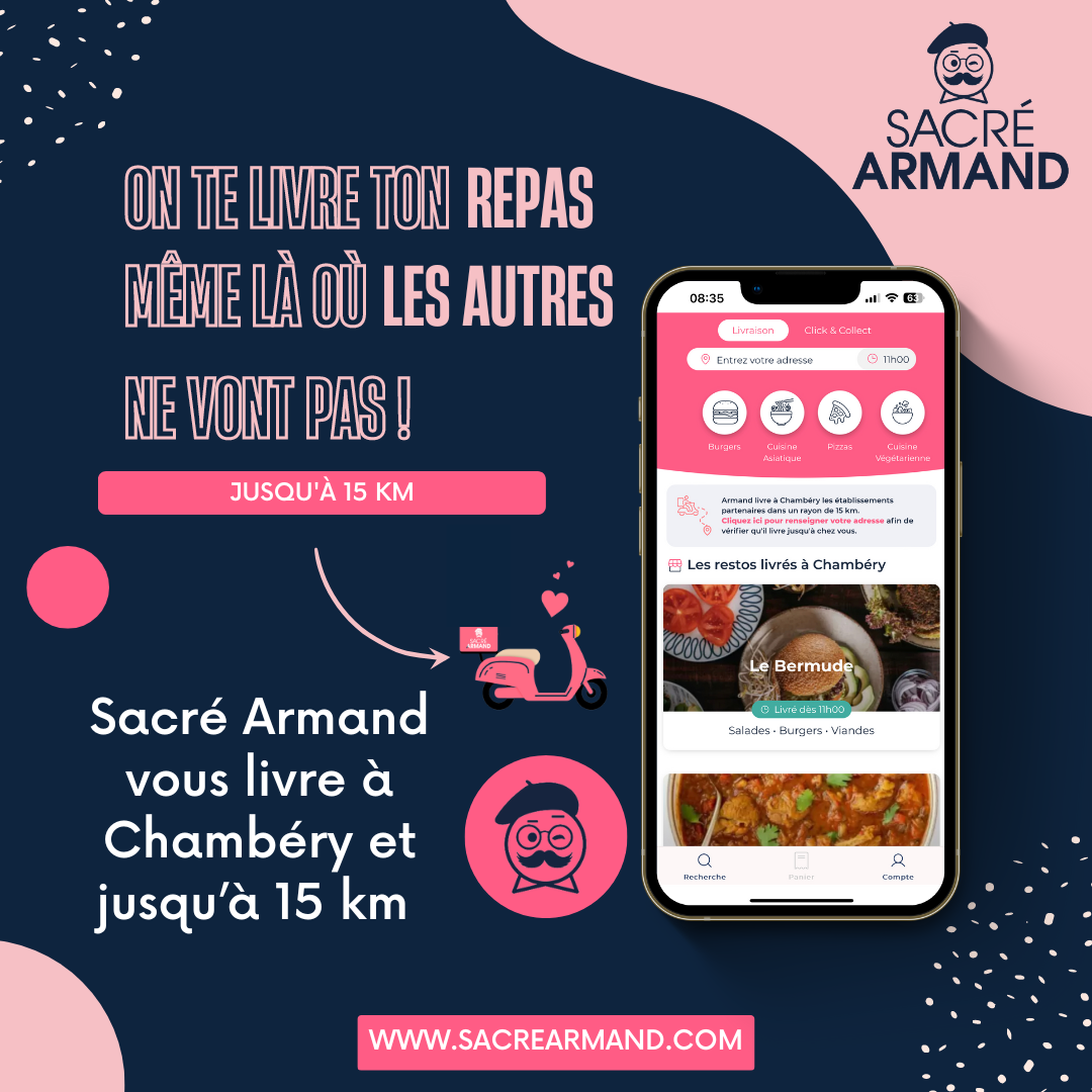Sacré Armand Chambéry Facebook ad: Faites-vous livrer vos restaurants préférés