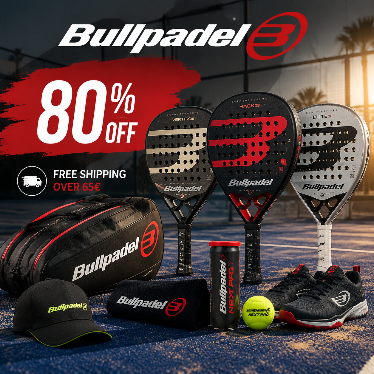 Online shop Facebook ad: Upgrade your padel experience with Bullpadel.