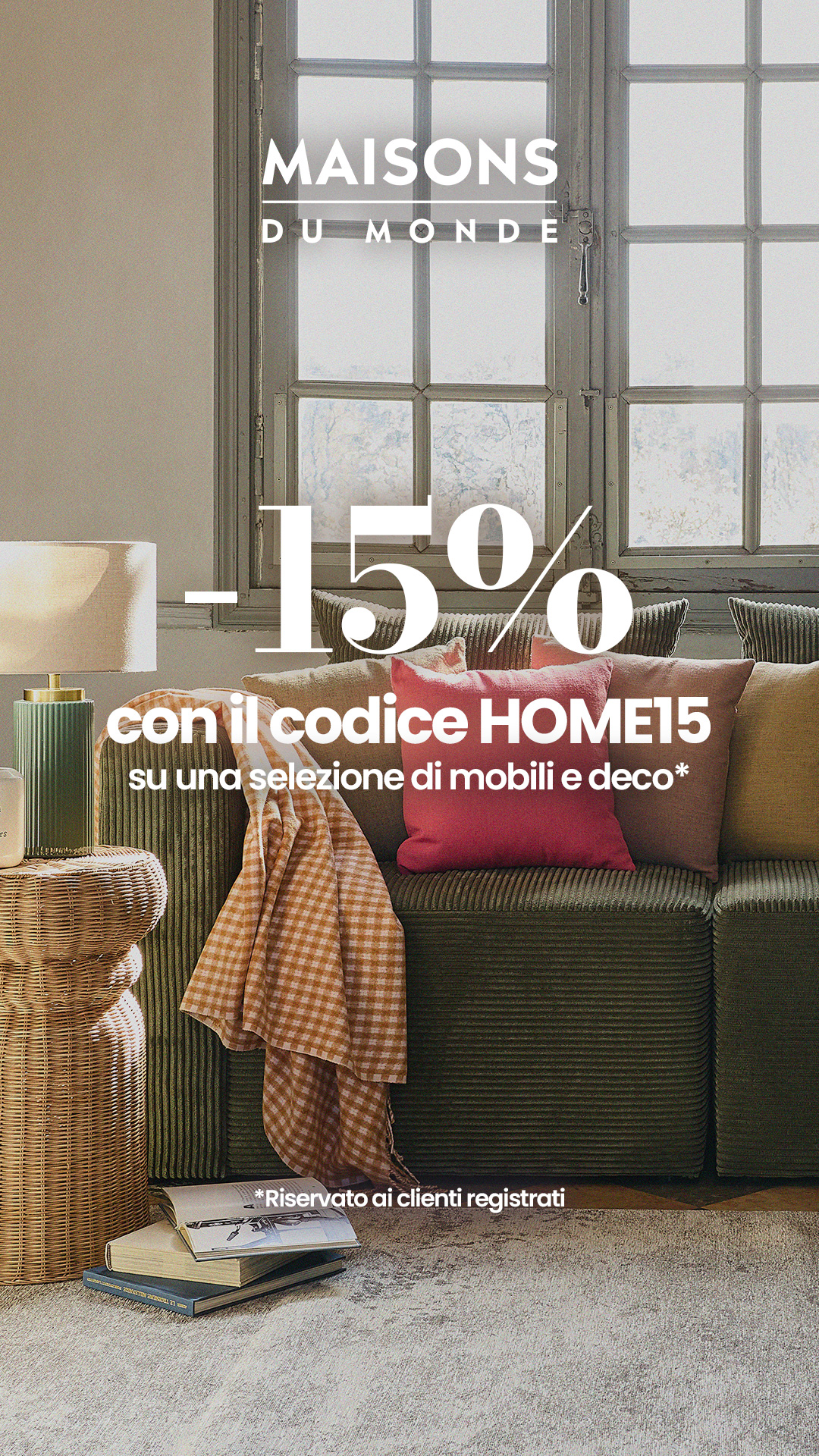 Maisons du Monde Facebook ad: -15% su una selezione di mobili e deco