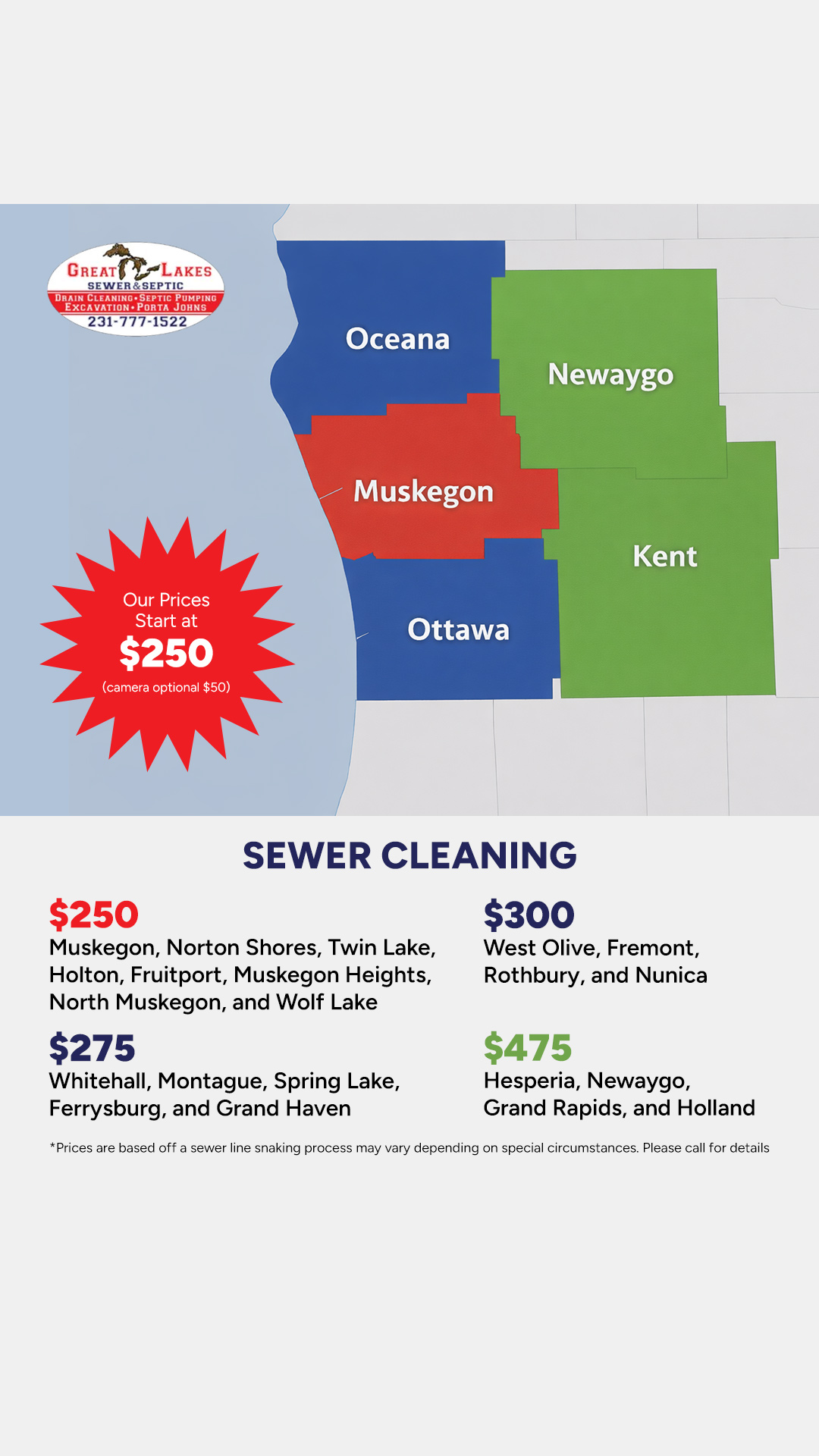 Great Lakes Sewer and Septic Facebook ad from Mar 30, 2026