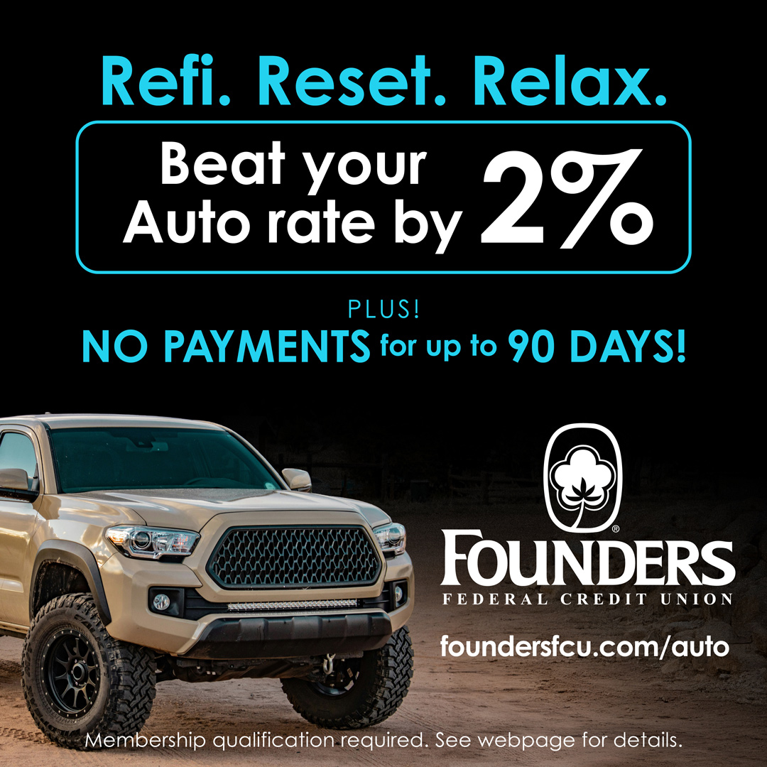 Founders Federal Credit Union Facebook ad: Refinance your ride