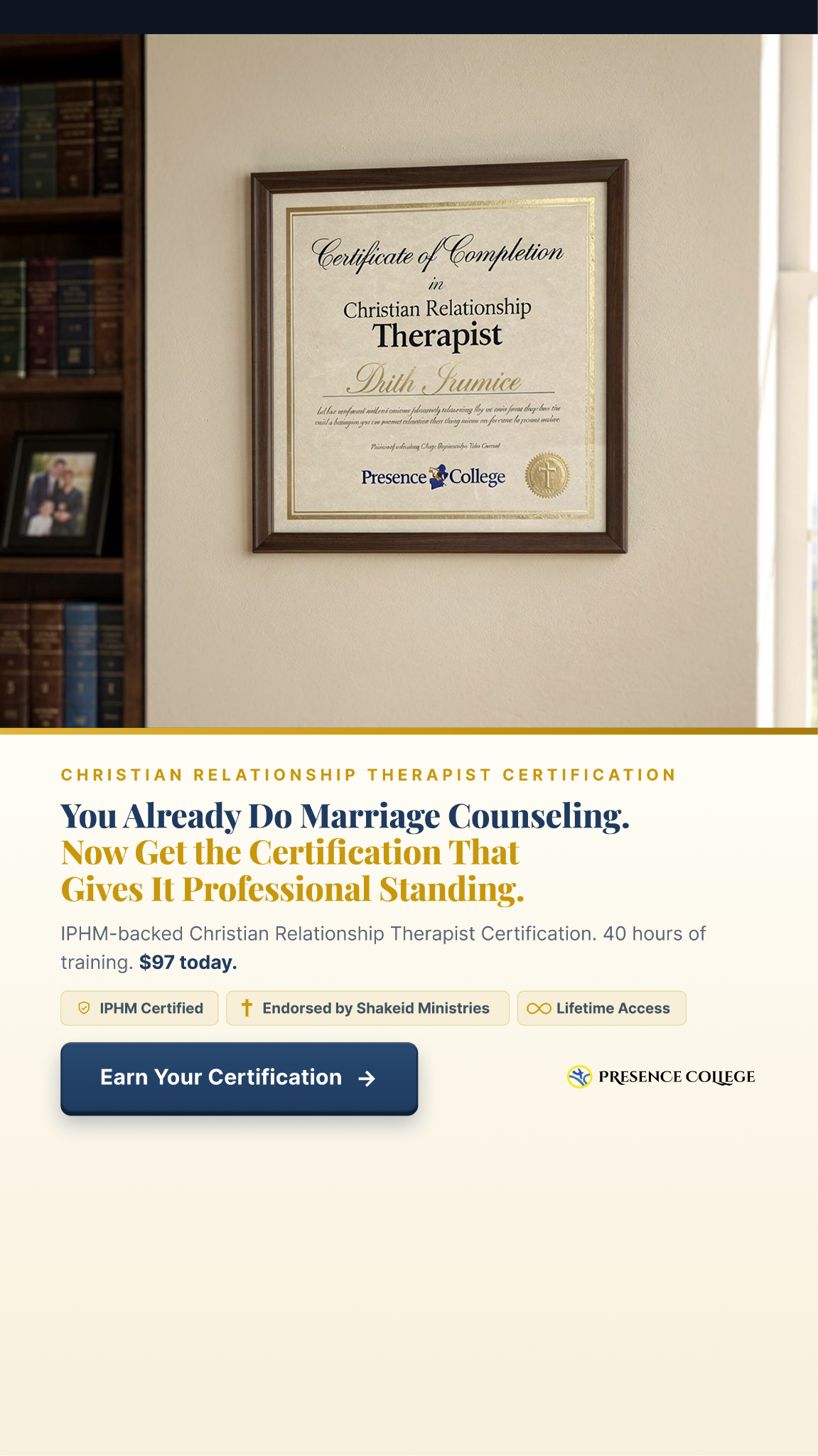 Presence College Facebook ad