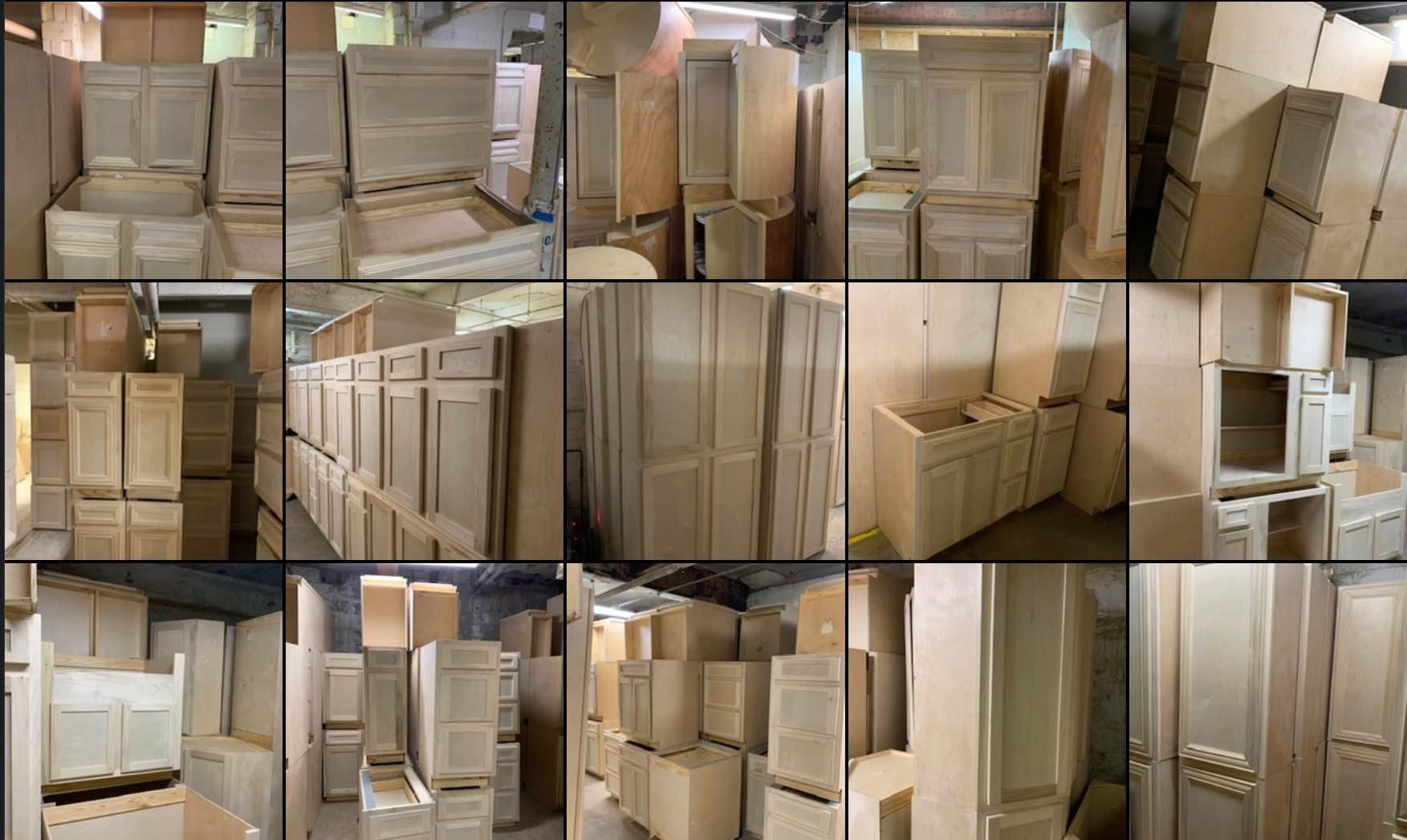 Steve Jackson Facebook ad: UNFINISHED KITCHEN WOOD CABINETS