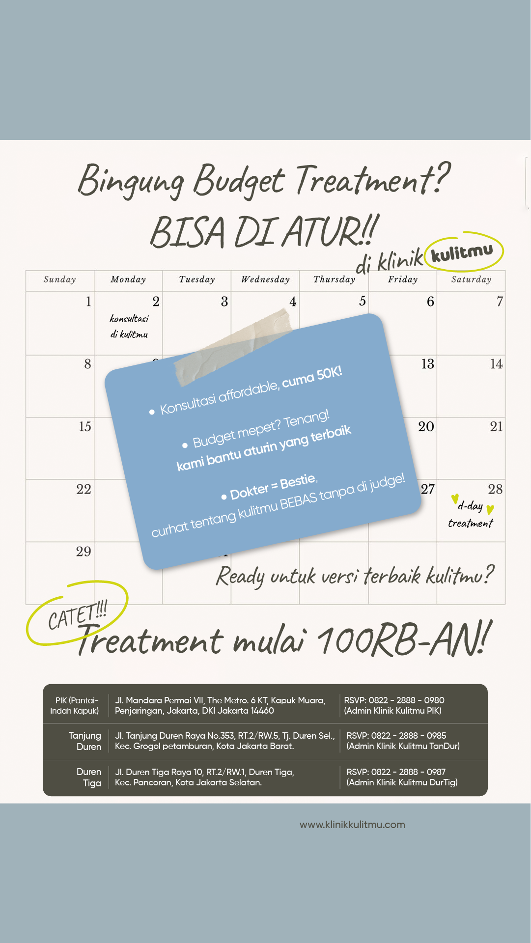 Kulitmu.ID Facebook ad: Mau treatment tapi masih takut mahal?