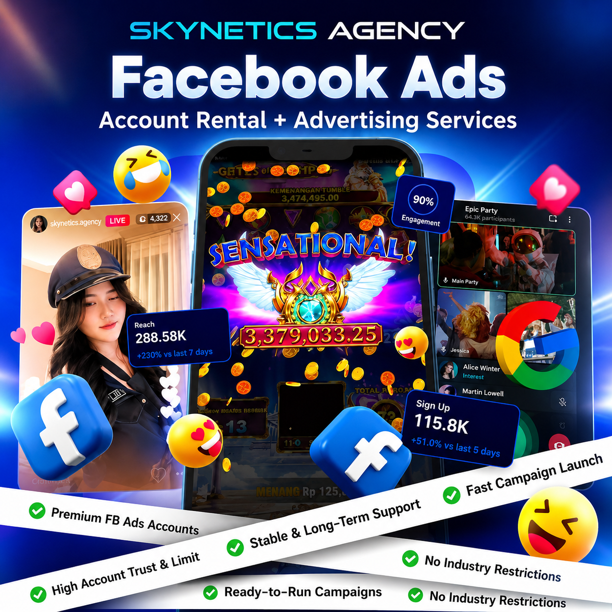 Skynetics Agency Facebook ad: Still Losing Facebook Ads Accounts Every Week?