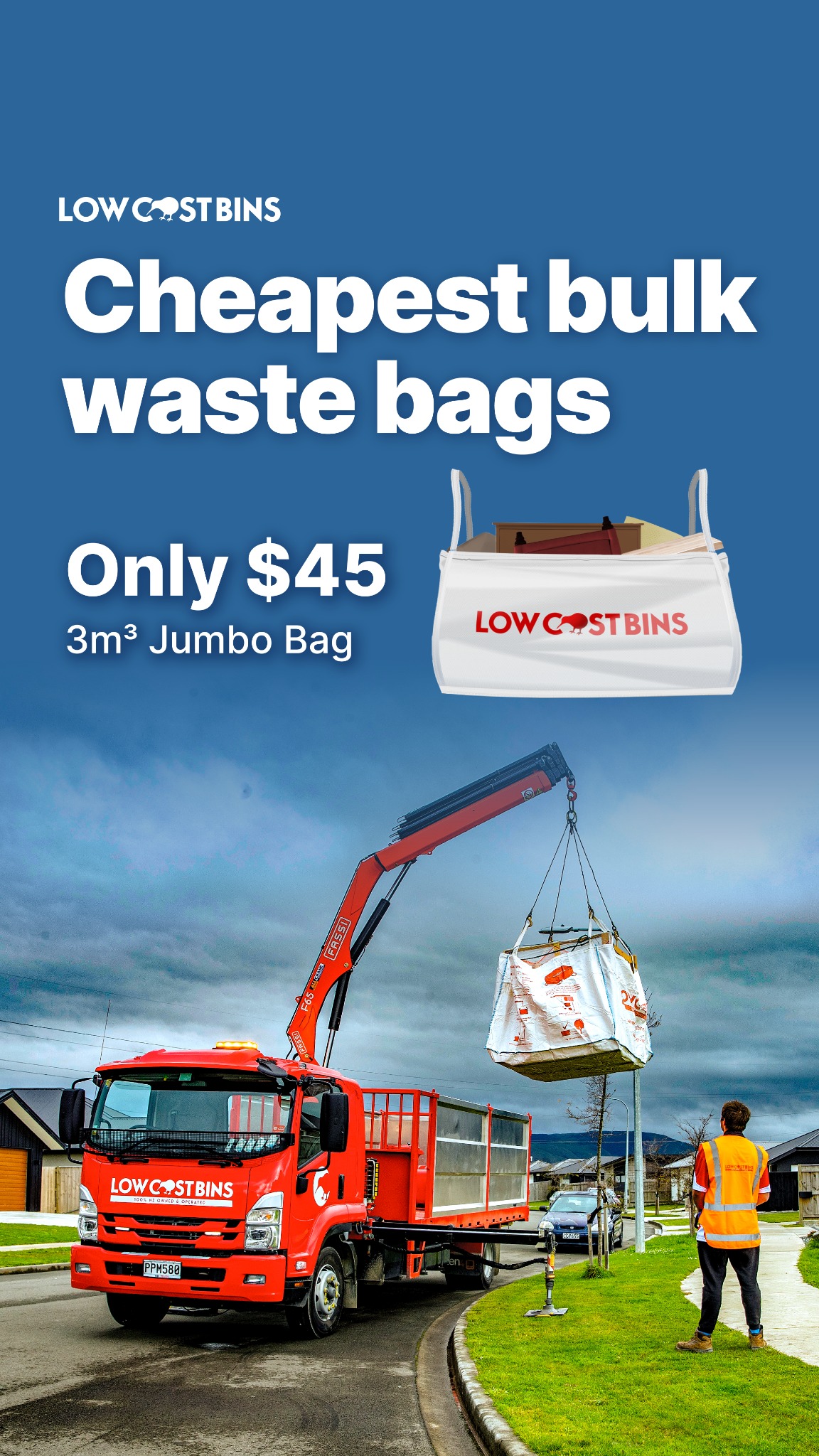 Low Cost Bins Facebook ad from Jun 14, 2026
