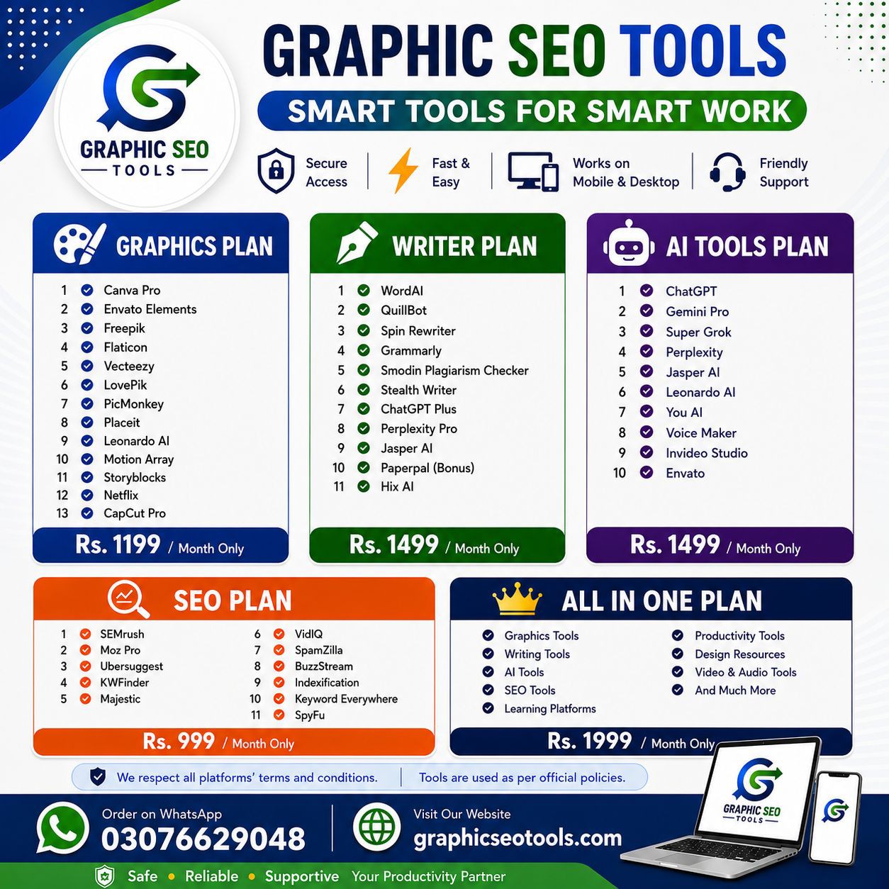Graphic Seo Tools Facebook ad: Digital Tools Plans for Creators & Businesses