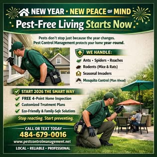 Pest Control Management Facebook ad: Pest Control Management provides expert inspections…