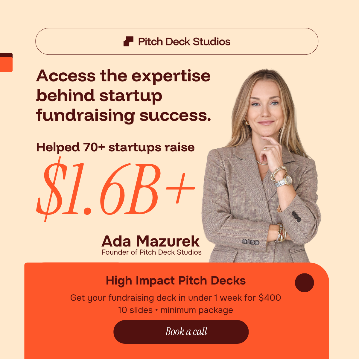 Pitch Deck Studios Facebook ad: 10+ Years Expertise