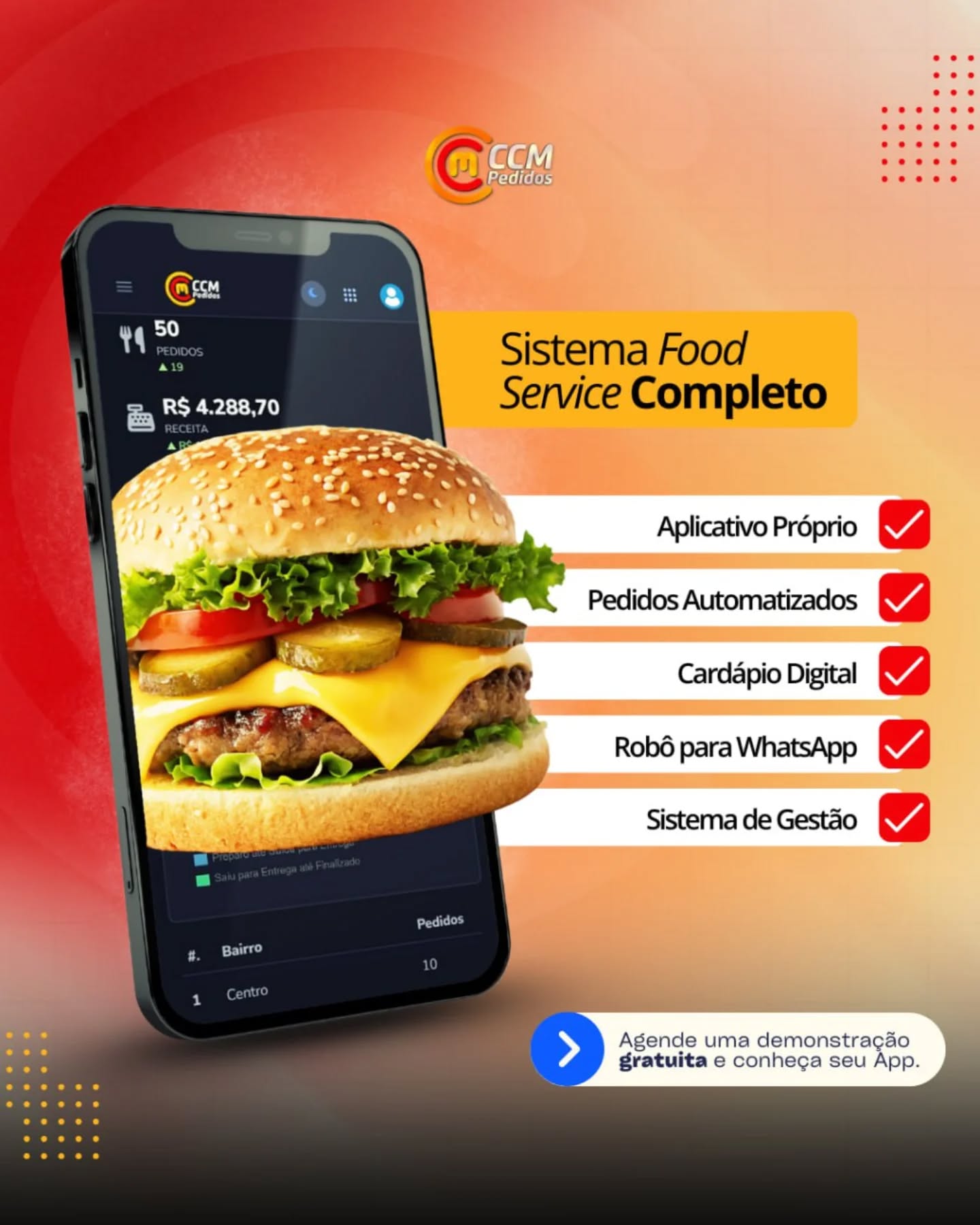 CCM Pedidos Facebook ad: Quer um sistema Food Service completo para seu…