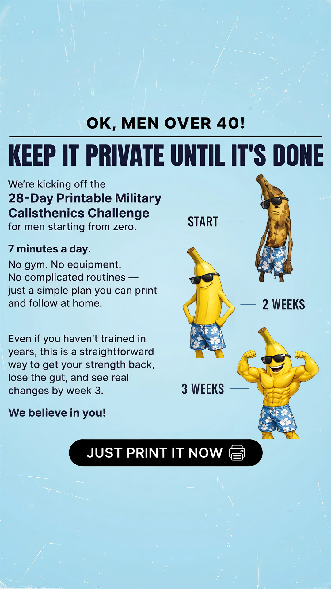 Military Training System Facebook ad: Getting back into working out is the hardest…