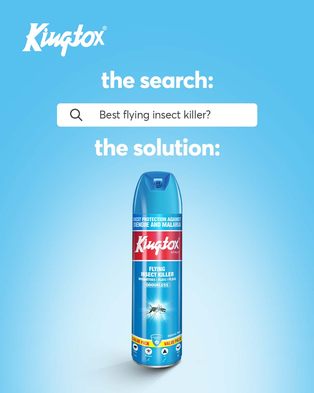 Kingtox Facebook ad: When the question is total protection against flying…
