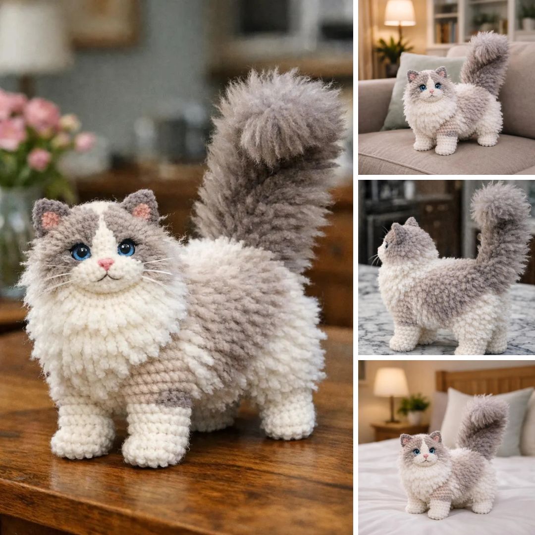 Crochetmepdf Facebook ad: Handmade Fluffy Cat Crochet Pattern
