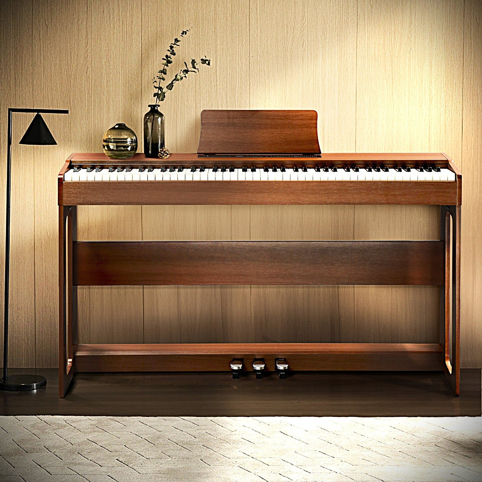 Morgan Miller Facebook ad: Ships Free! Walnut Brown 88-Key Weighted Digital Piano…