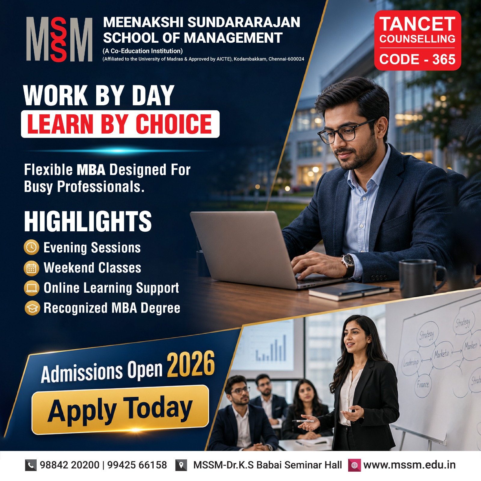 MSSM Facebook ad: MBA Admissions 2026 Open