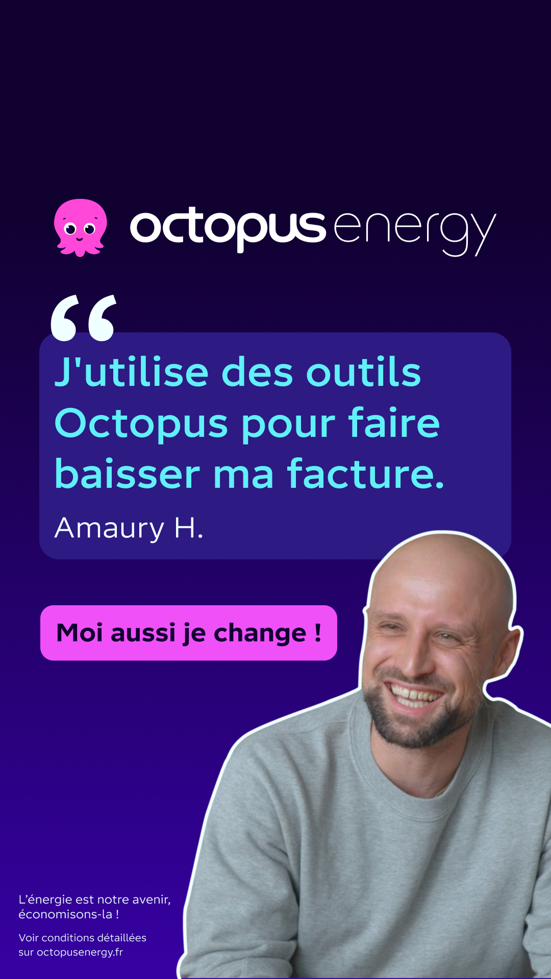 Octopus Energy Facebook ad: 0 frais, 0 engagement, 0 intervention