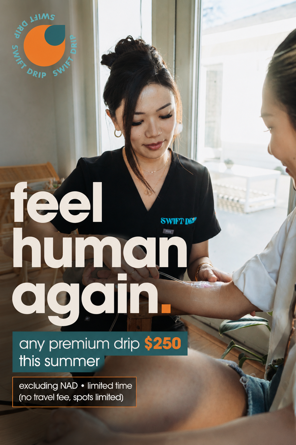 SwiftDrip Mobile IV Hydration Facebook ad from Jun 12, 2026