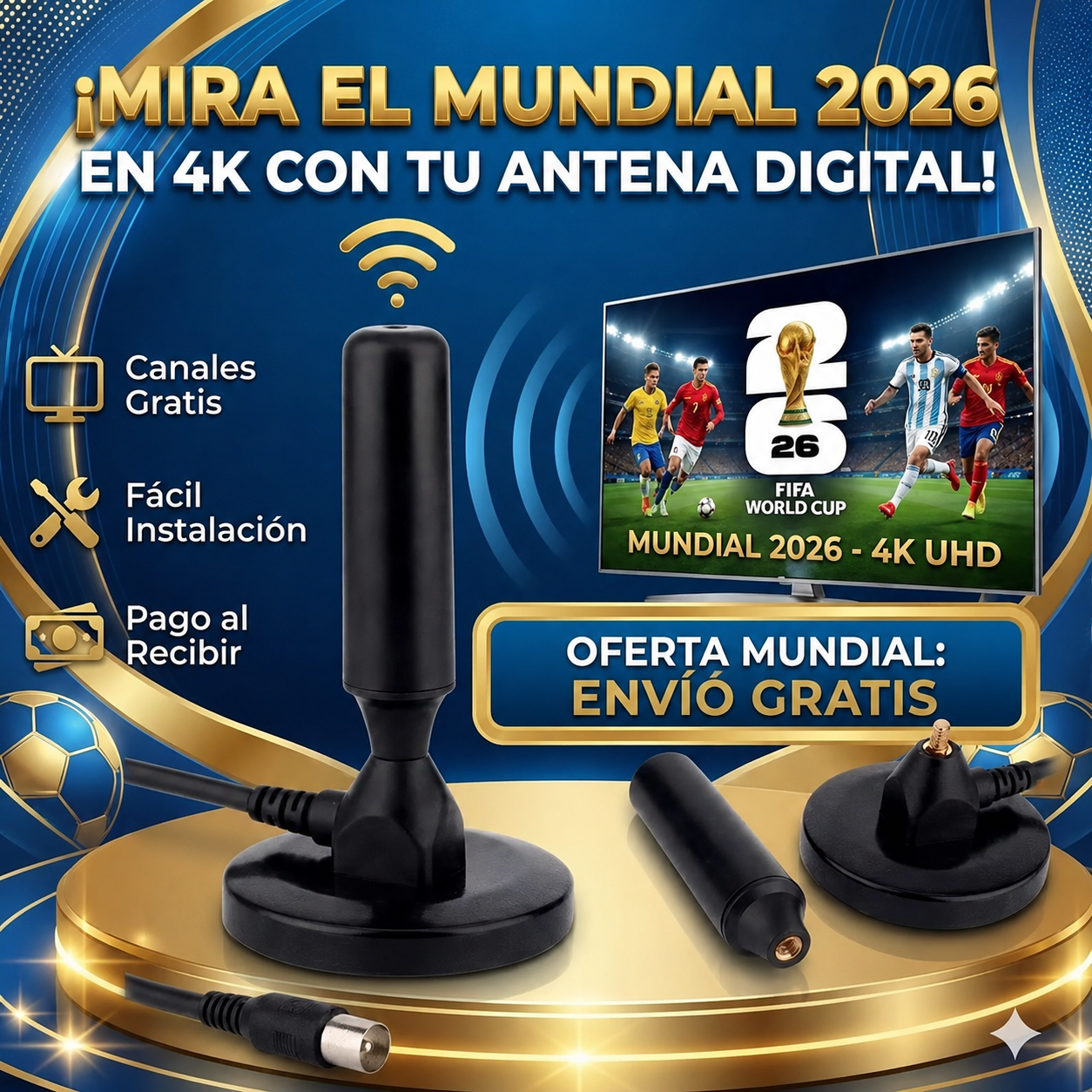Pineapple Store El Salvador Facebook ad: Recibe tu antena para ver el mundial gratis en 4 horas en…