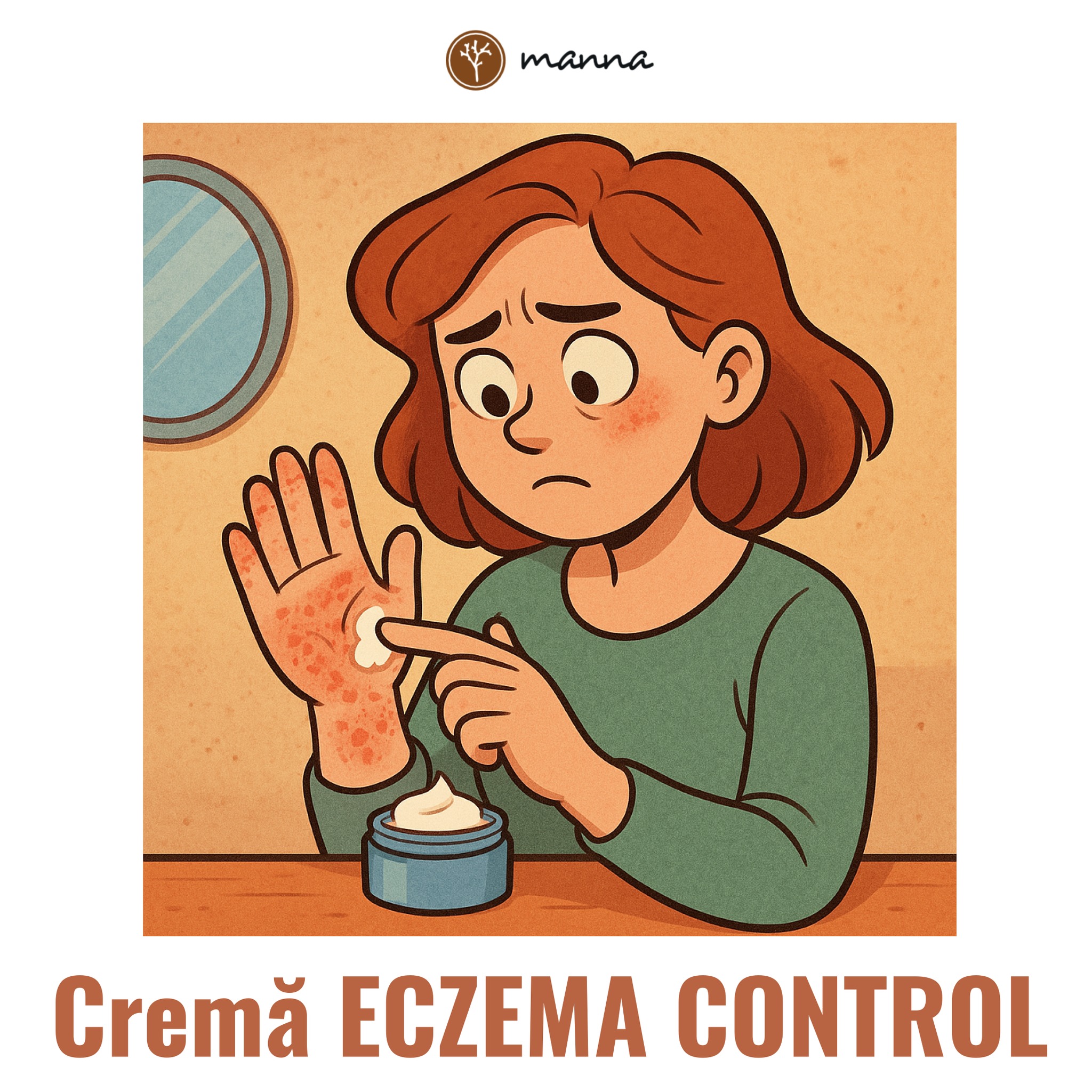 Manna Facebook ad: Cremă ECZEMA CONTROL, cu ingredientele sale naturale…