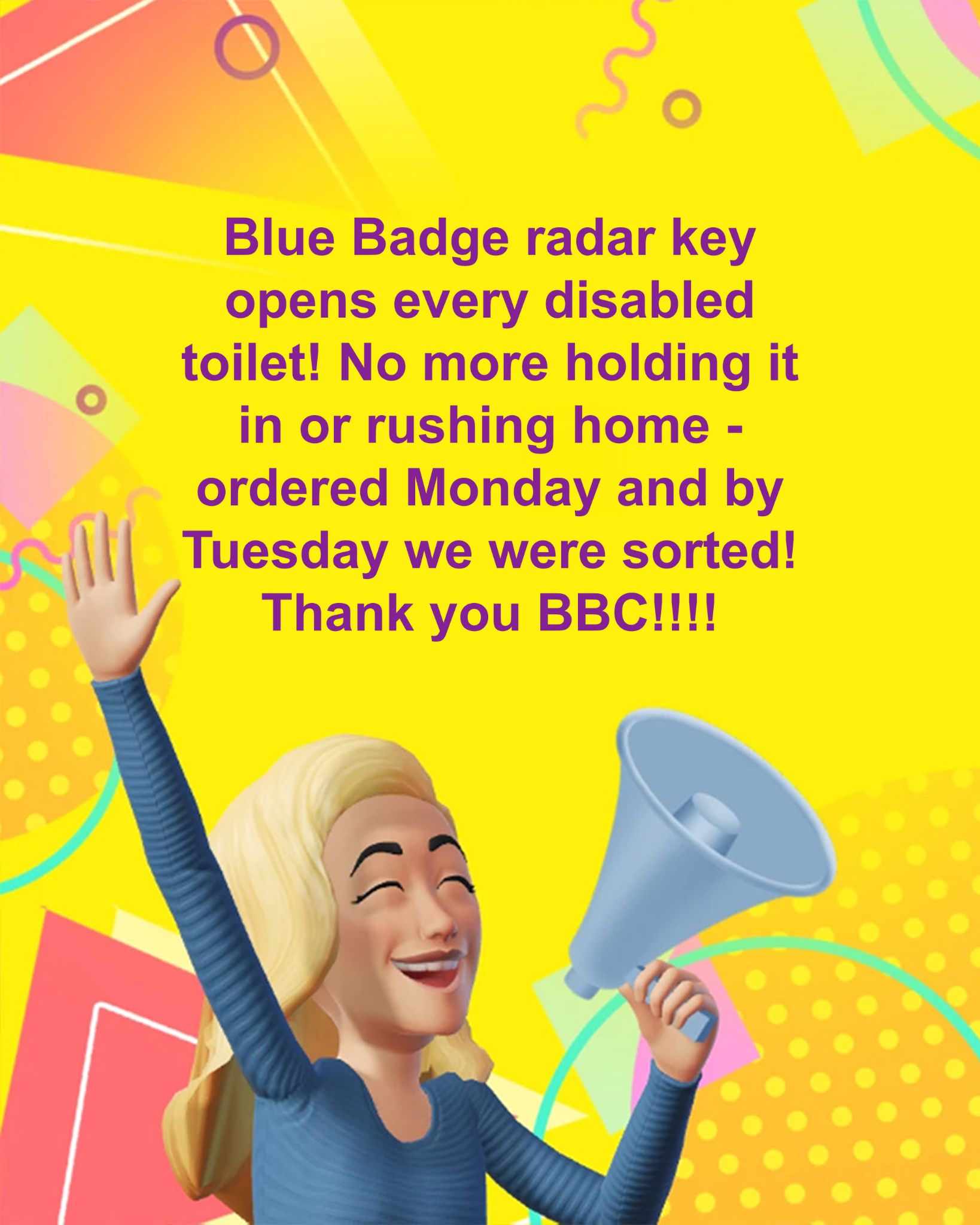 Blue Badge Co Facebook ad: Genuine RADAR Keys from Blue Badge Company
