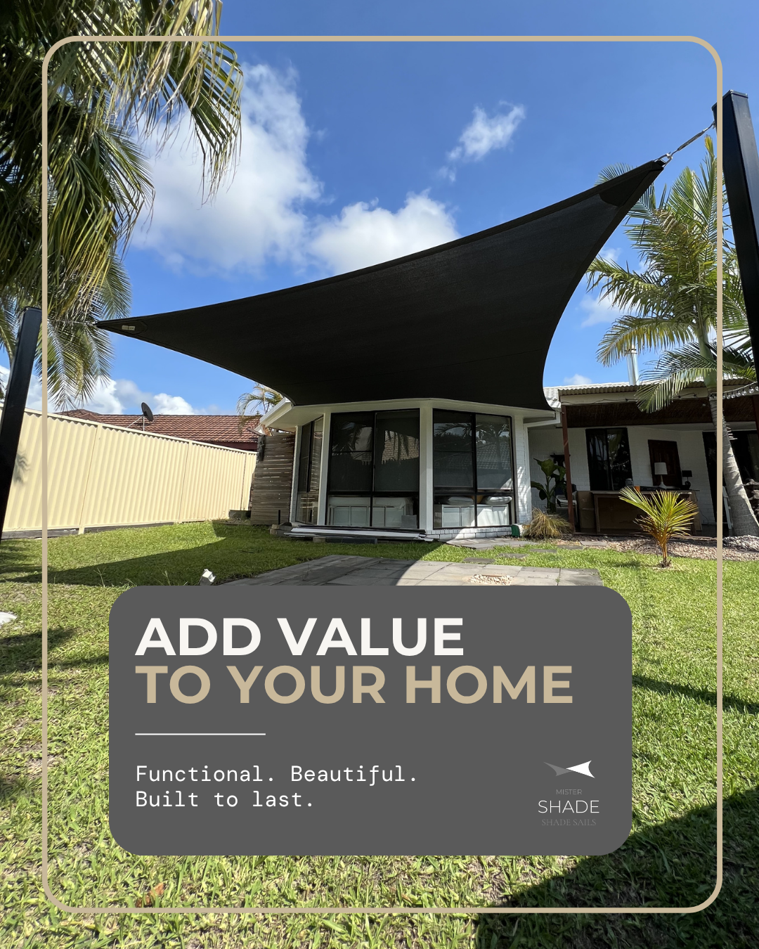 Mister Shade Facebook ad: Custom Shade Sails & Awnings for SEQ