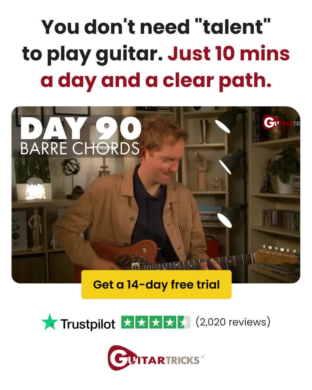 GuitarTricks.com Facebook ad: Start learning guitar the right way