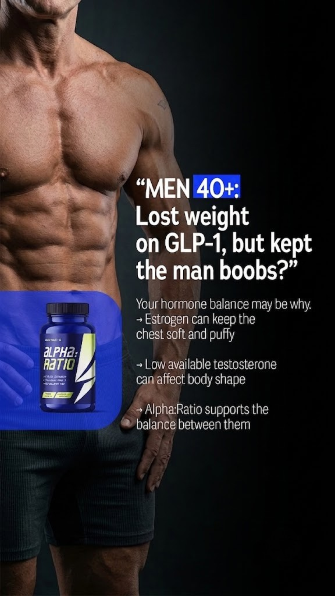 Healthletic Alpha Ratio Facebook ad: The Estrogen Problem No One Tells Men About