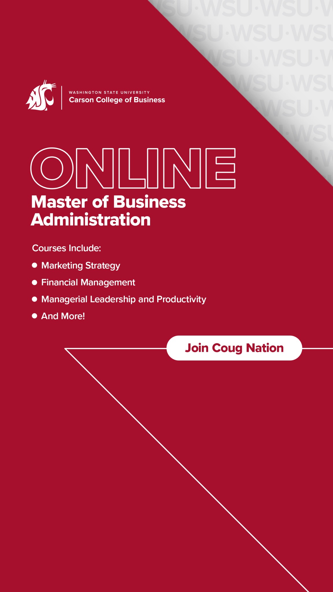 Washington State University Online MBA Facebook ad from May 27, 2026