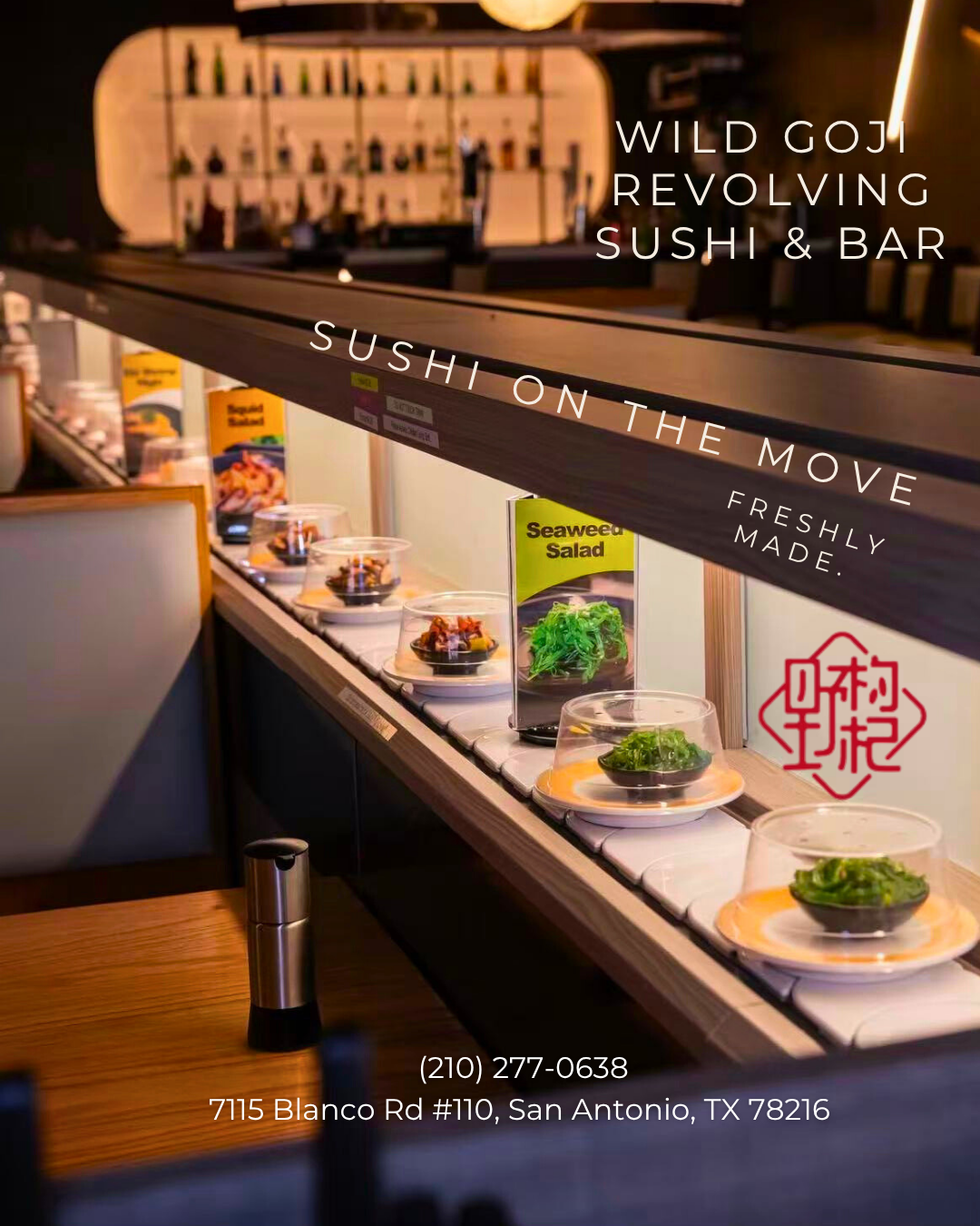 Wild Goji Revolving Sushi & Bar Facebook ad: 7115 Blanco Rd #110, San Antonio, TX 78216